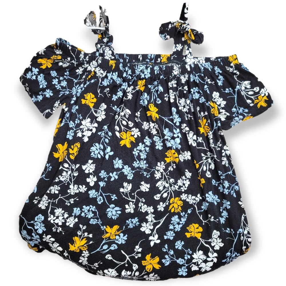 Lane Bryant Floral Shoulder Tie Short Sleeve Top Size 14/16